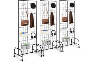 CFH-ALLEZ Gridwall Panel Display Stand，Freestanding Double-Sided Display Rack，Heavy-Duty Mobile Wire GridWall Display Rack，Easy disassembly，Ideal for Home, Retail, Trade Shows, Craft Display Stands (3Pcs)
