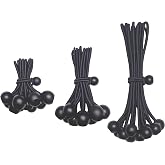 YELIER Bungee Cords with Balls 30 Pack, Ball Bungee Cords Comes in Three Sizes: 4 "6" 9", UV Resistant, Antioxidant, Secure Tie Down. (30, Black)