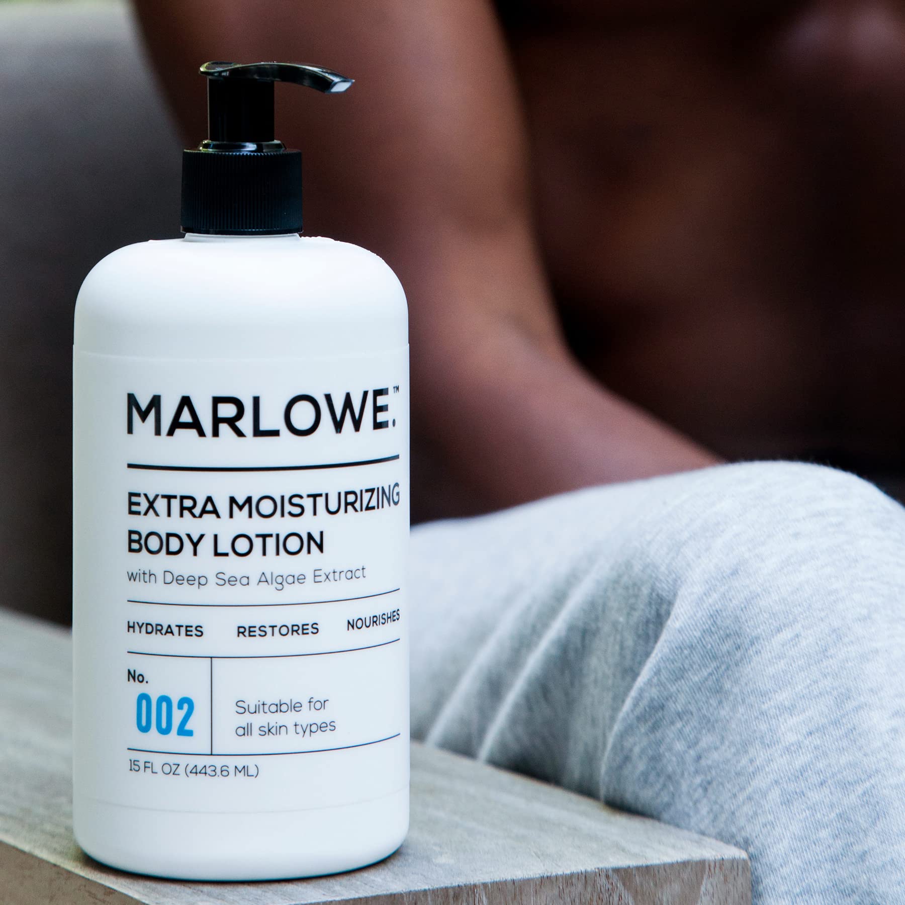 MARLOWE. No. 002 Body Lotion 15 oz Pump, Original, Revitalizing Dry Skin Lotion with Aloe Vera & Amino Acids, Hydrates & Nourishes, Lightly Scented