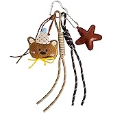 QTMY Cute Plush Bear Rope Braided Keychain Bag Charms for Handbag Purse Backpack Accessories for Bogg Bag,770