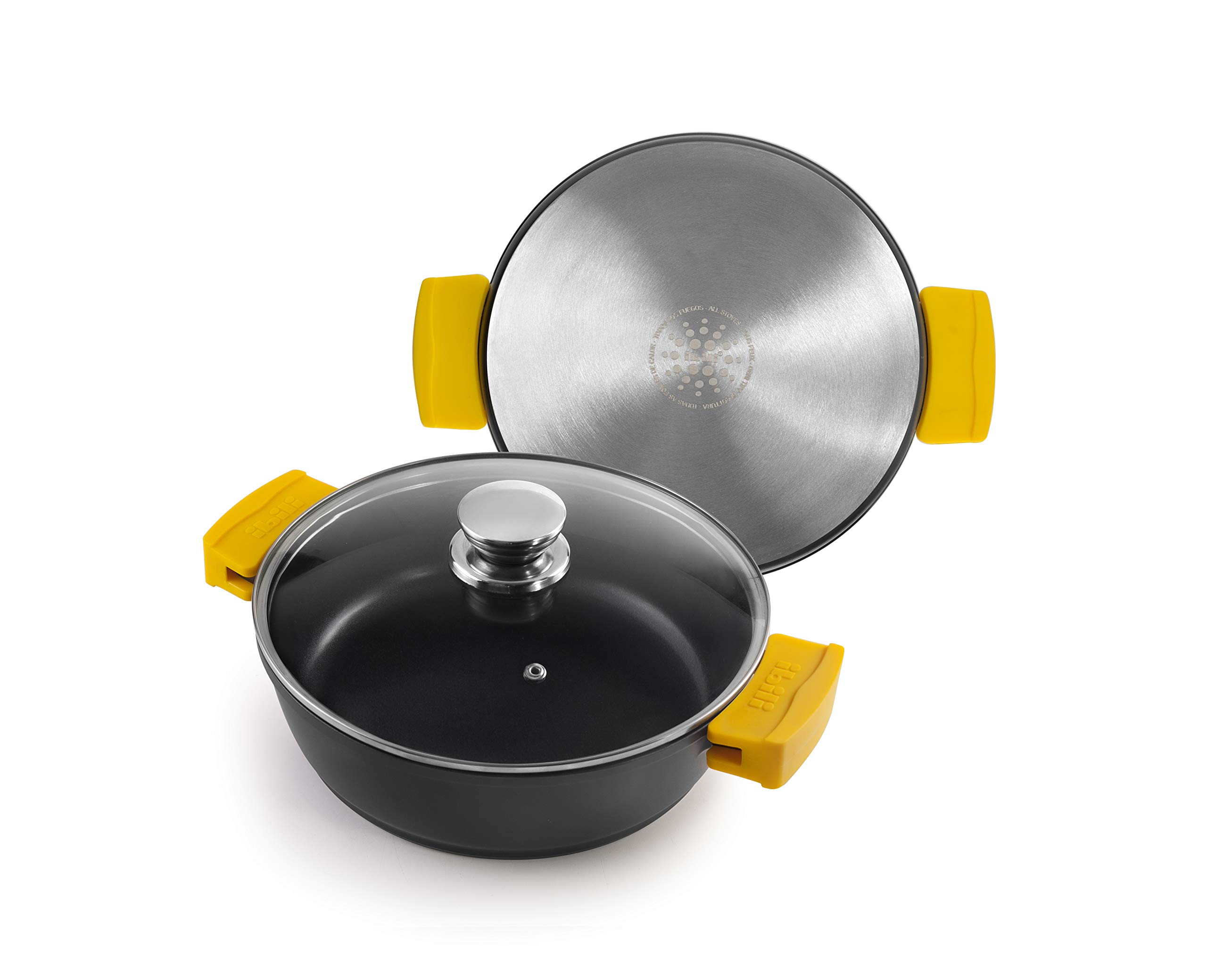 IBILI Evolution Cast Aluminium Stew Pot, Glass Lid and Silicone Grips, 40 cm, Non-Stick, Suitable for Induction Hobs