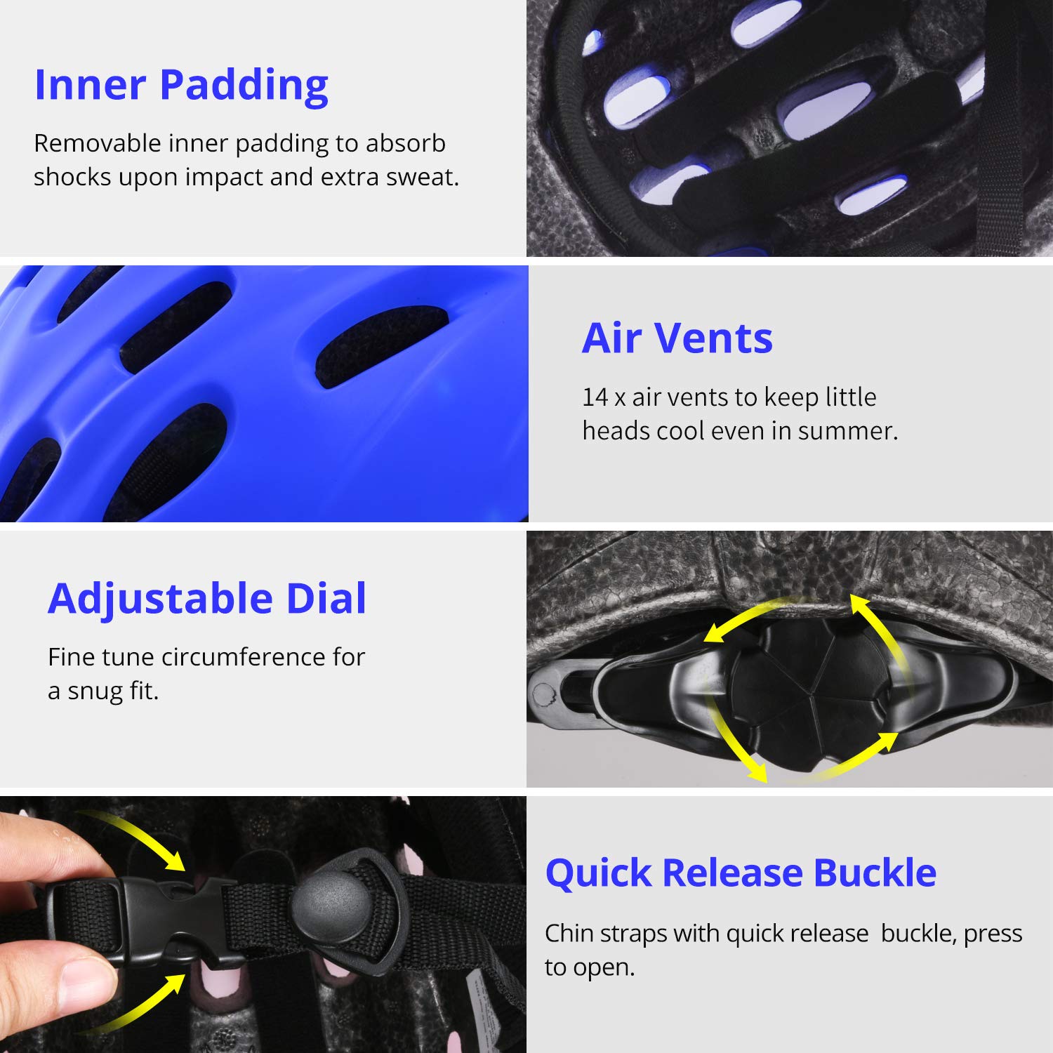 Toddler Kids Bike Helmet, Multi-Sport Helmet Size Adjustable for Boys and Girls