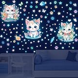 Tarklanda Glow in The Dark Stars Cat Butterfly Wall Decals Ceiling Set view 5