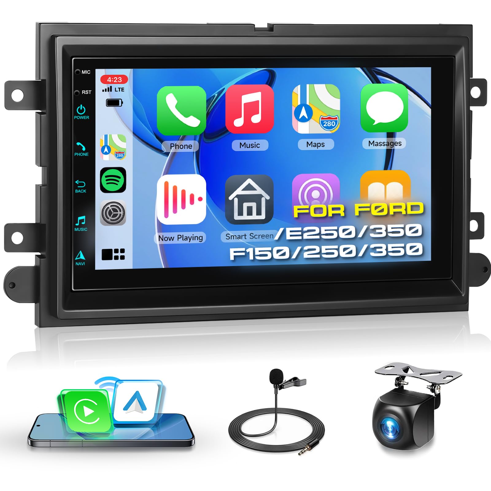 Photo 1 of 2G+64G Car Radio for Ford F150/F250/F350/E250/E350 Edge Fusion Explorer with Wireless Carplay Android Auto, 7 inch HD Touch Screen Car Stereo with Bluetooth/GPS/WiFi/FM/SWC/USB/HD Backup Camera