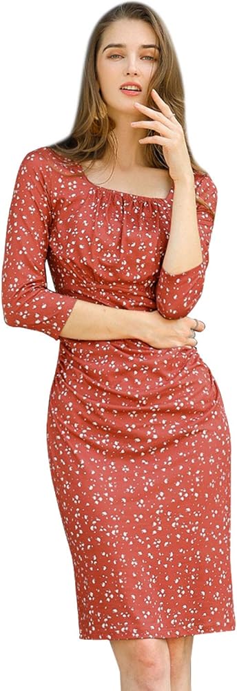 square neck polka dot bodycon dress