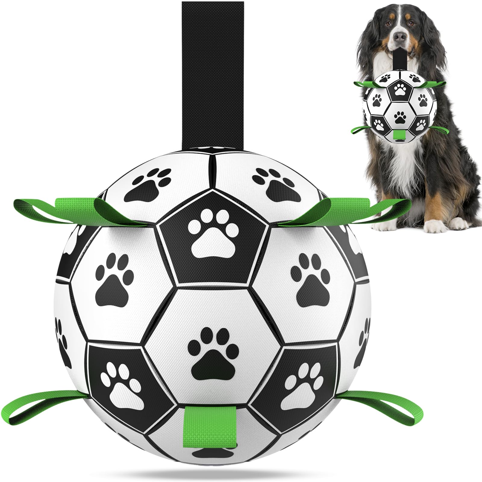 HETOO Dog Toys Extra Large Football with Straps, Interactive Dog Toys for Tug of War Durable Dog Balls for Large Dogs（9 Inch）