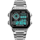 Fashion Men Outdoor Sports Watches Square Case Multifunction Electronic Digital Business Wristwatches Waterproof LED Back Light