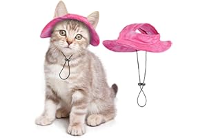 SETSBO Cat/Dog Hat for Cats Only with Adjustable String Pet Hat Small Pet for Small and Medium Cats Birthday Party Costume Decoration (Large, Rose)