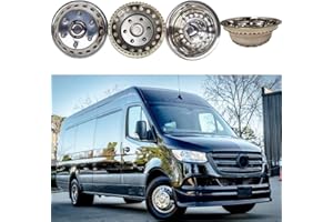 Puermto 16" 6 Lug 18 Hand Hole Polished Stainless Steel Wheel Simulator,4pcs Waterproof Protective Snap on Hubcaps Dually Covers fit for 2012-2025 Dodge, Mercedes and Freightliner Sprinter Van K16A