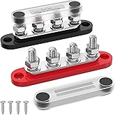 DAIERTEK Bus Bar 12V 150A Mini Power Distribution Block Max 48V DC/300V AC with Cover 4 x 5/16" Posts for Marine Automotive Solar Systems -Negative+Positive