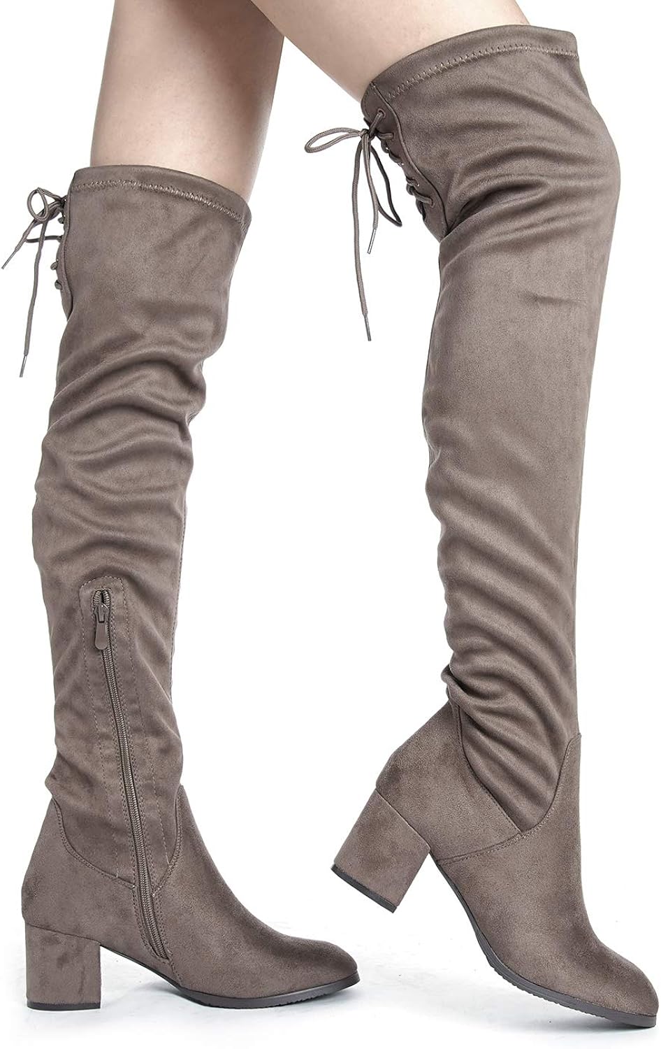DREAM PAIRS Women's Over The Knee Thigh High Chunky Heel Boots: Shoes