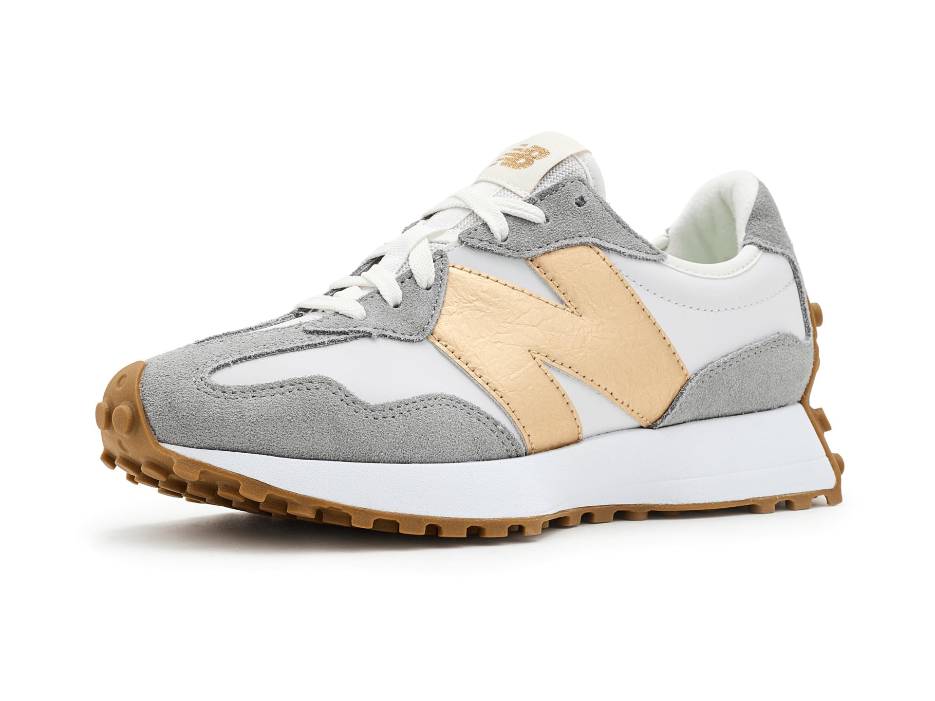 New Balance Women's 327 Sneaker, Grey Matter/Gold Metallic, 9.5 Image