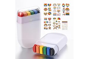 CREAMIFY 2 Pack Rainbow Pride Face Paint with Pride Tattoos- Gay Pride Rainbow Flag Makeup Stick, Face Body Paint for LGBT Pride Parade, Pride Month Celebrations, Cosplay, Party, and Festival