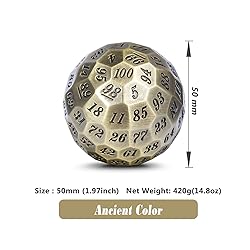 DNDND Metal Dice D100 Single 50mm 100 Sided
