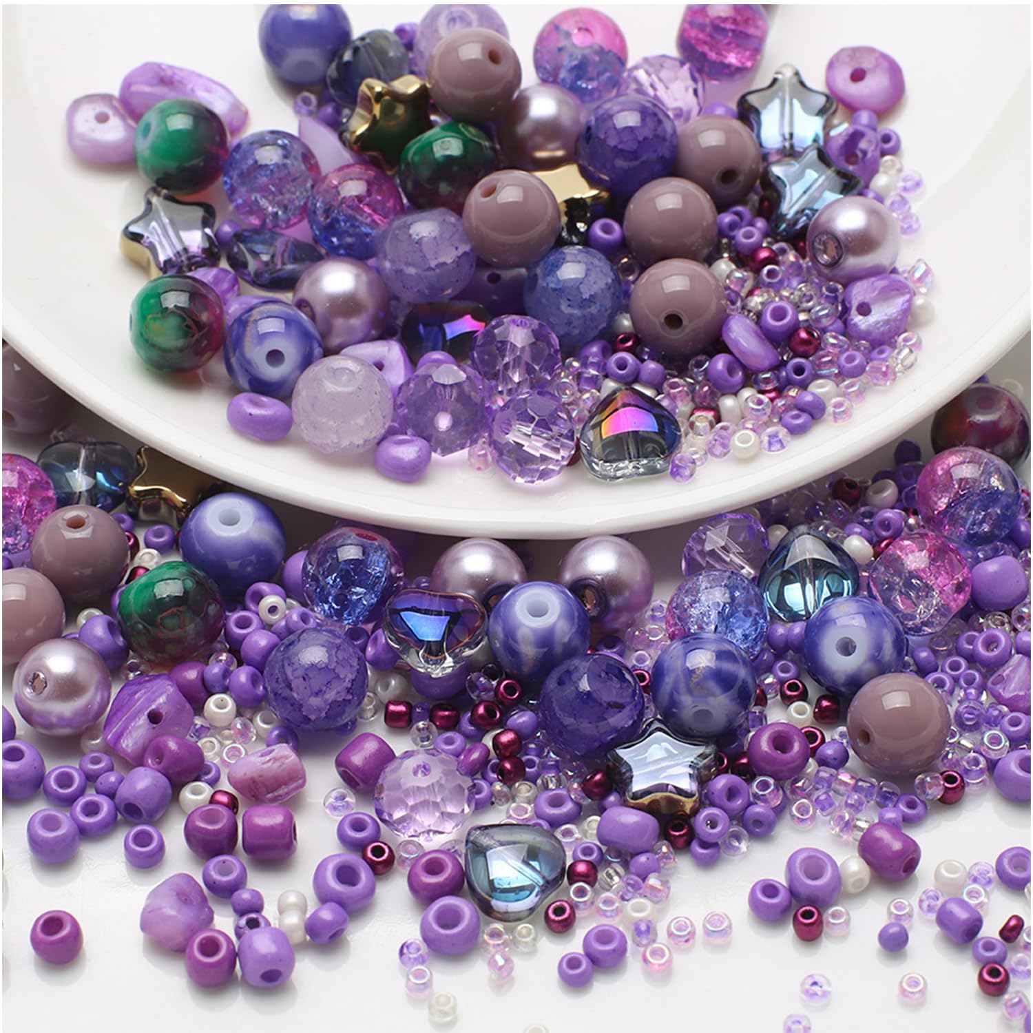 UHOMENY Mixed Colour Glass Crystal Round Spacer Beads for Bracelet, Jewelry, Necklace, Key Chains, Earring Making Crafts Gifts (Purple)