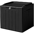 Devoko 31 Gallon Waterproof Outdoor Storage Box Resin Deck Box Lockable and UV Resistant for Patio Furniture,Garden Tools (Black)