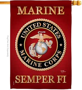 Breeze Decor USMC Gartenflagge – 33x47 Cm, Doppelseitig, Wetterfest, Made In USA