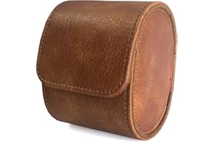 LONGJET CRAFTING THE CORE LJ Longjet Watch Roll Travel Case for Men Portable Watches Organizer Box with Removable Velvet Pillow Holder (1 Slot Brown)