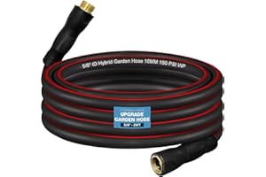 WHISPERING WONDER Garden Hose, 5/8"Heavy Duty Kink Resistant Water Hose, Flexible and Lightweight Rubber Hose with Swivel Grip Handle, Hose Male to Female Fittings for Outdoor Car Wash Lawn Yard (25ft)