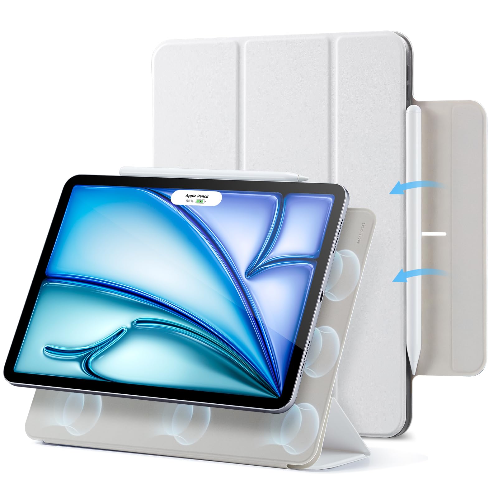 Photo 1 of ESR for iPad Air 11 Inch Case M3/M2 (2025/2024), iPad Air 5th/4th Gen (2022/2020), Powerful Magnetic Attachment, Slim Trifold Stand Case, Auto Wake/Sleep, Durable Protection, White