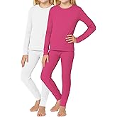 Rene Rofe Girls Thermal Underwear Set - 4 Piece Waffle Knit Long Sleeve Thermal Shirt and Long Johns Thermal Pants Set