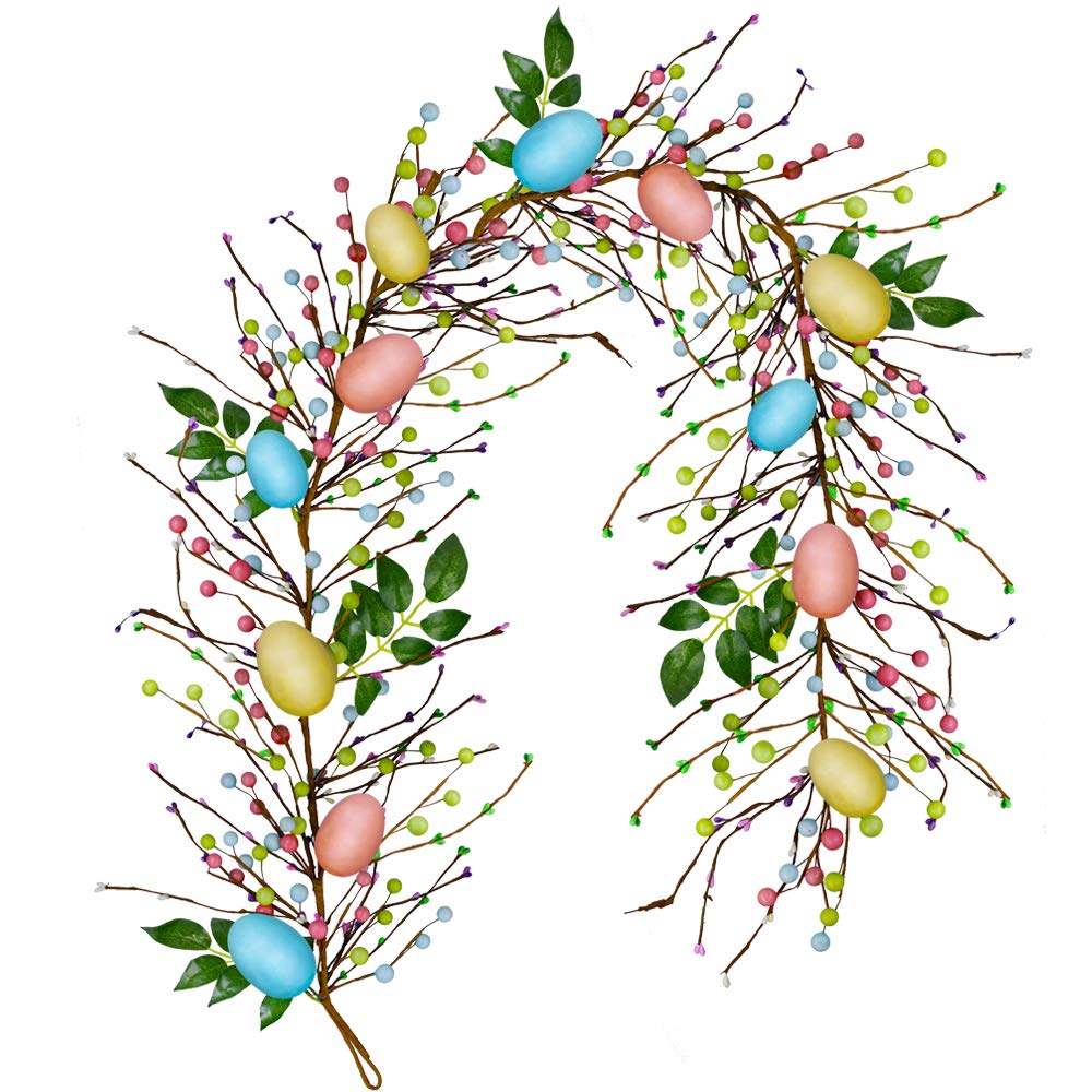 Winlyn 6 FT Artificial Mixed Berry Spring Garland | Rustic Pastel Easter Vine for Wreaths & Seasonal Decor
