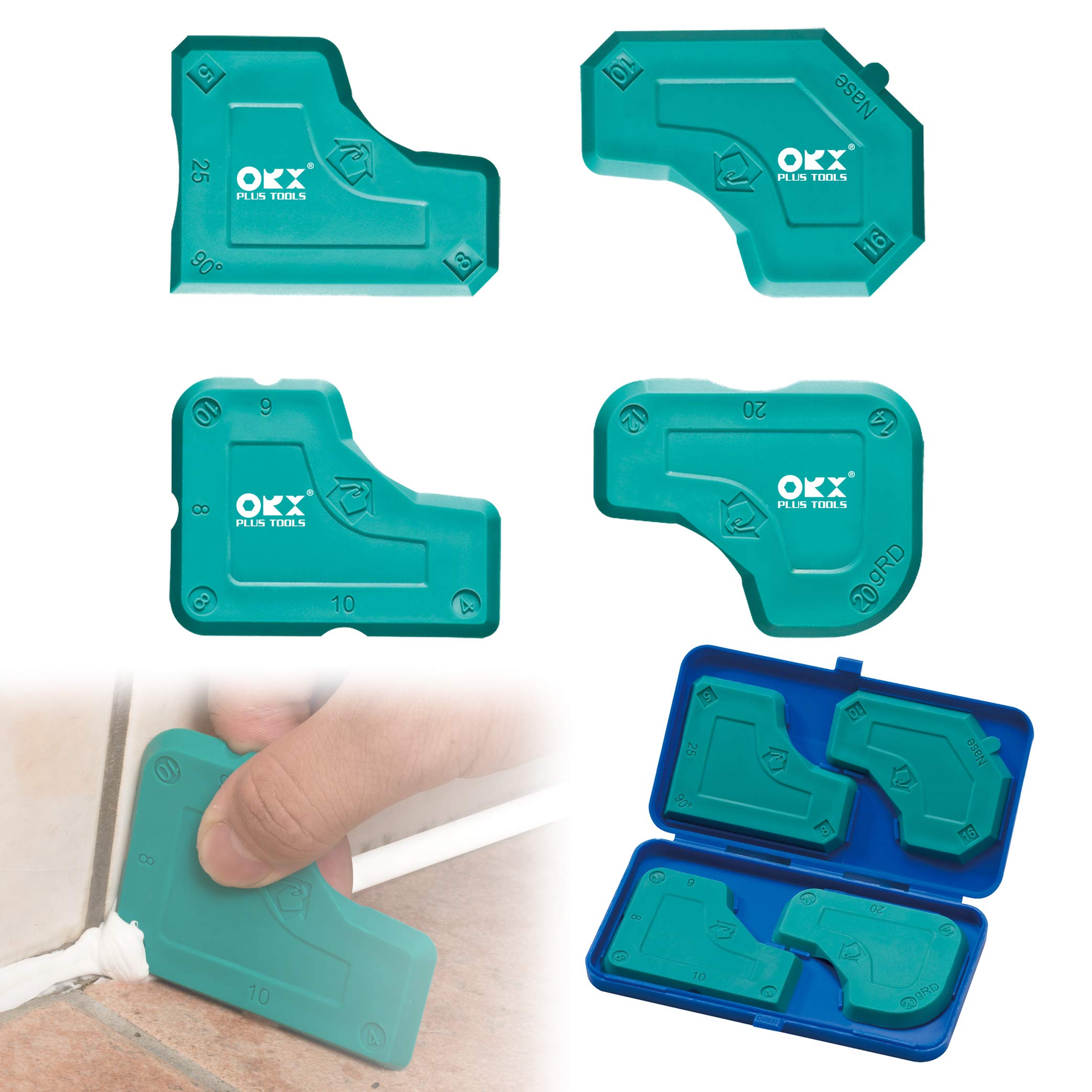 ORXPLUS Tools 4 Pieces Caulking Tool Kit Silicone Sealant Finishing Tool for Silicone Sealant Grout Finishing Sealing, Green — image 1