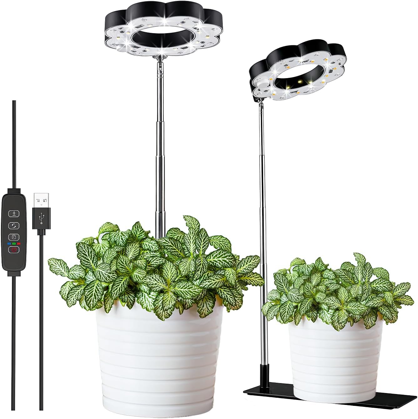 FANHAO LED Grow Lights for Indoor Plants,Full Spectrum LED Plant Light with Metal Stand,Desktop Plant Growing Lamps with Auto Timer, 10 Dimming Levels Grow Lamp for Plants, Seedlings,Succulents