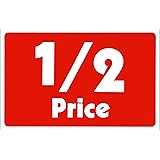 Retail Store Sale 1/2 Half Price 11”x 7” Sign Business Shopping Message Sign - Durable Plastic Price Signs - Boost Sales with Bright Display Signs - Promote Business at Retail Stores