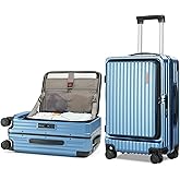 CENSIEN Carry On Luggage with Spinner Wheels, 20 Inch Airline Approved Suitcase, Lightweight ABS+PC Hard Shell Suitcases with Aluminum Frame, Top Opening, TSA Lock (Blue, 1 PC)