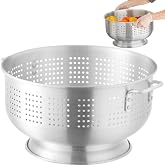 16 Qt. Aluminum Colander with Base and Handles &ndash; Heavy-Duty 16-Gauge Commercial Strainer for Pasta, Fruits, and Vegetables- (Large Colander with Top Diameter of 16.5 inches) (1, 16 Quart)