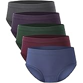 BAMBOO COOL Womens Underwear, Moisture-Wicking Briefs, Soft and Breathable Panties, Mid Waist, 5-Pack