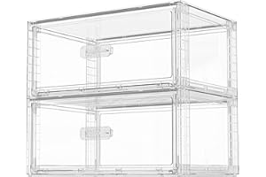 Vtopmart 2 Pack Large Clear Stackable Storage Drawers 27QT, Easily Assemble Plastic Closet Storage Bins, Dust-Proof UnderBed Organizer for Clothing, Sweater Organization