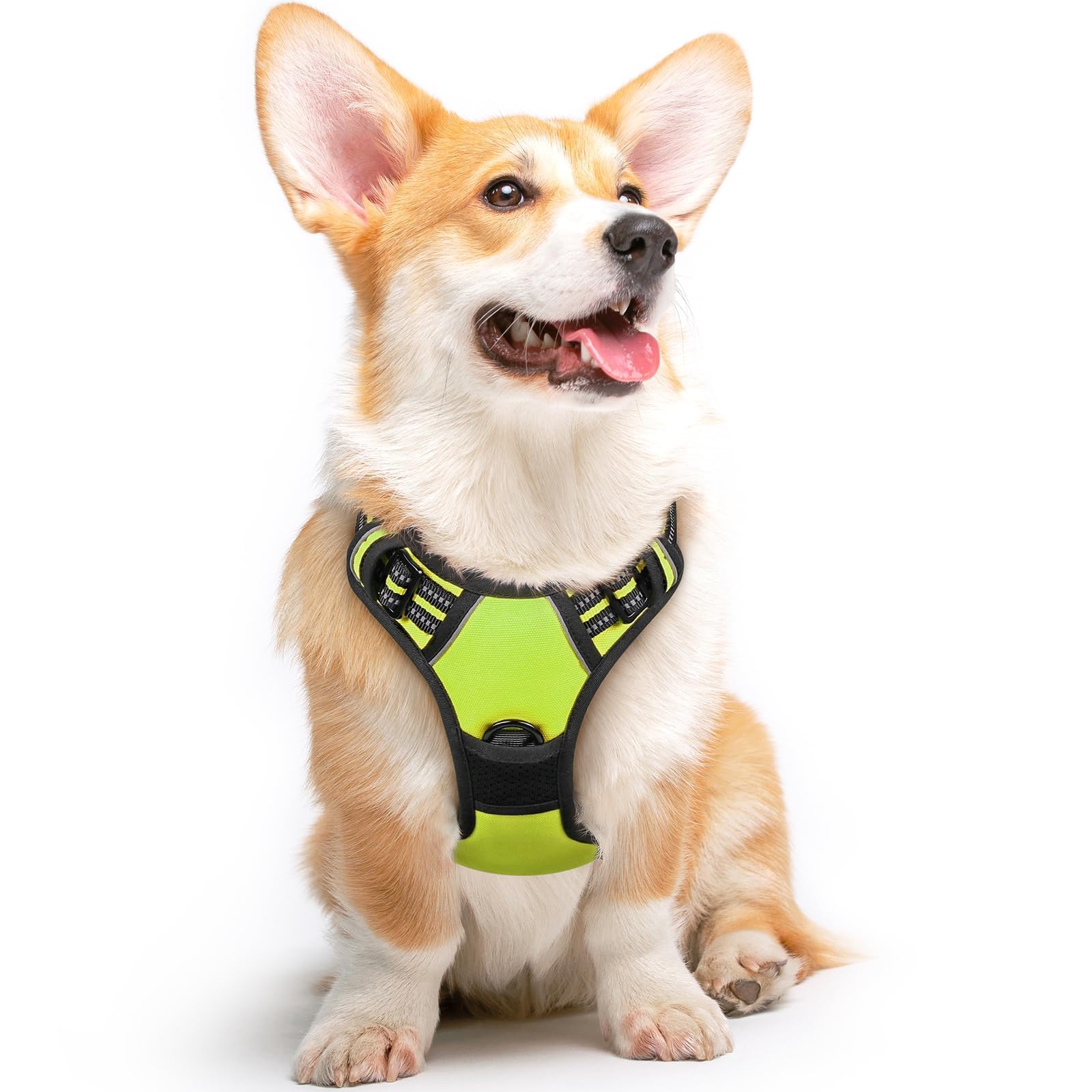 Photo 1 of Eagloo Dog Harness Medium Sized Dog, No Pull Service Vest with Reflective Strips and Control Handle, Adjustable and Comfortable for Walking, No Choke Pet Harness with 2 Metal Rings, Green, M