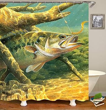 Amazon Com Yuyasm Fishing Shower Curtain Decor Marine Fish