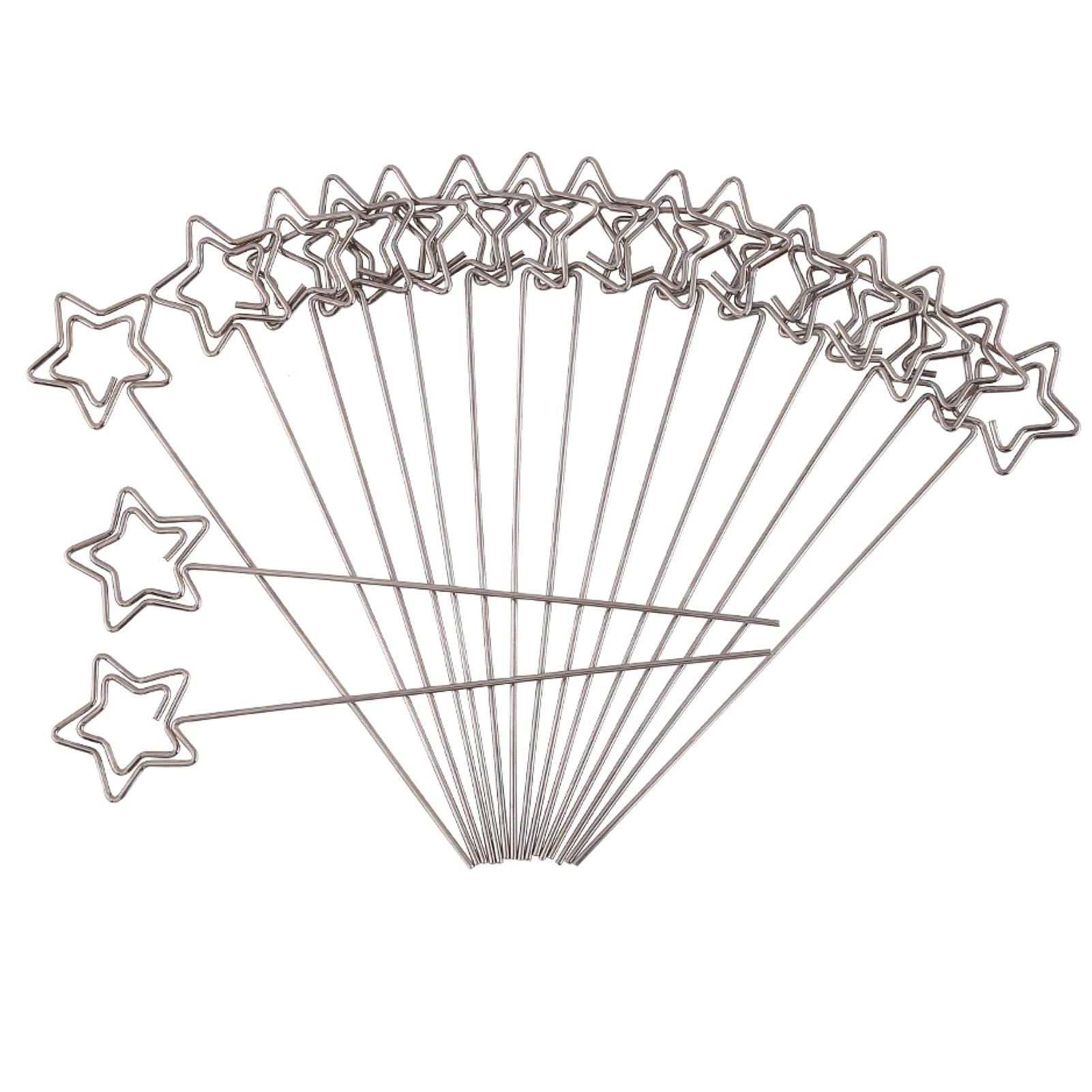 Agatige 50Pcs Metal Wires Memo Clip, Star Shape Note Card Holders Table Number Clip Photo Memo Stand Ring Loop Craft Wire Clip for Party, Wedding, Cake D cor(Star)
