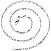 AmyRT Jewelry 3mm Titanium Steel Cable Chain Silver Necklaces for Women 16 to 30 in