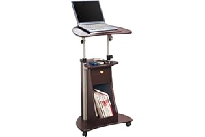 Techni Mobili Sit-to-Stand Rolling Adjustable Storage Medical Laptop Computer Cart, Chocolate, B005