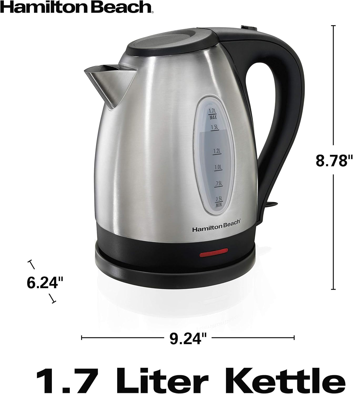 Hamilton Beach Electric Tea Kettle, Water Boiler & Heater, 1.7 L, Cordless, Auto-Shutoff and Boil-Dry Protection, Stainless Steel (40880): Kitchen & Dining