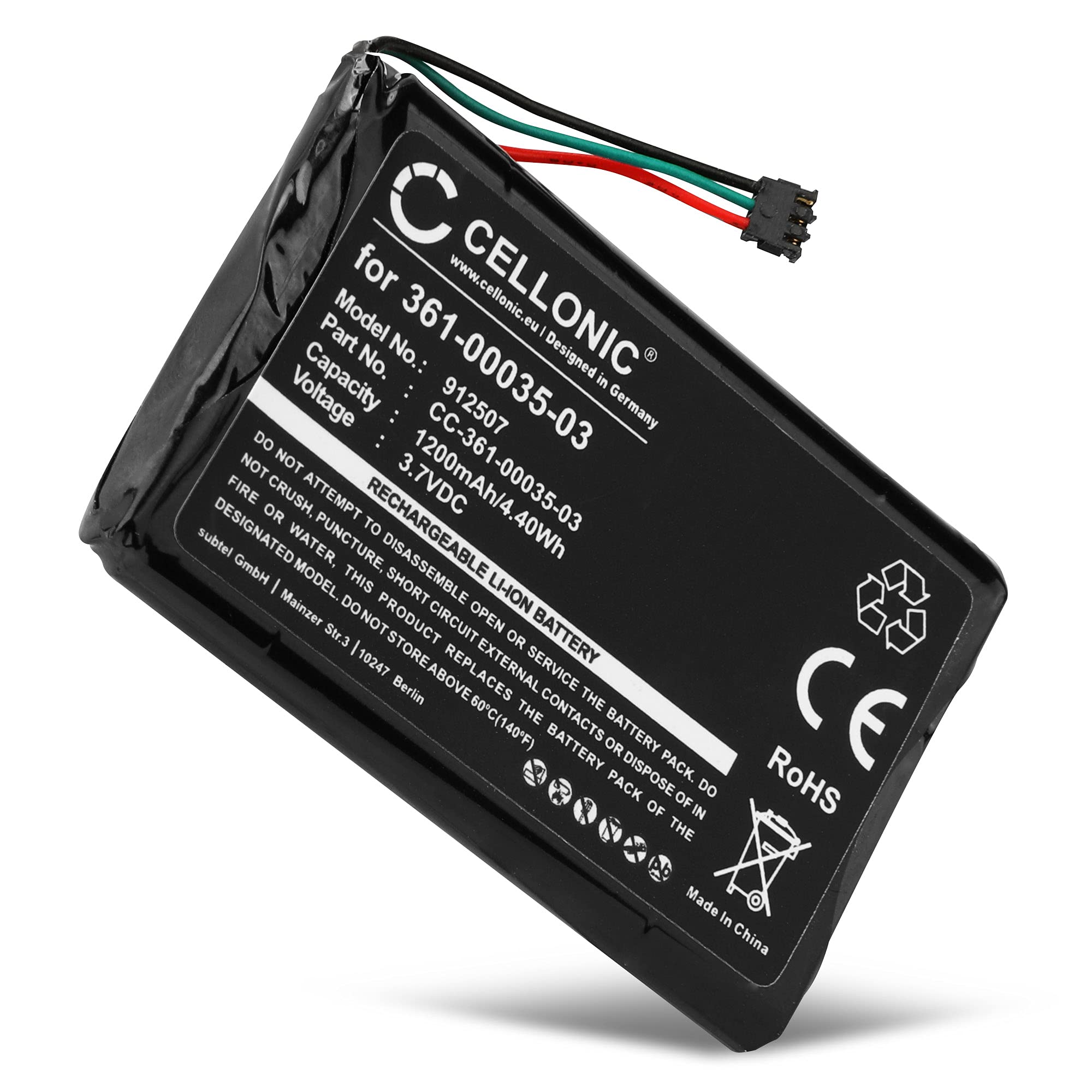 CELLONIC, battery sat nav compatible with Garmin Edge 810, Edge Touring Plus, nüvi 2495LMT (1200mAh, 3.7V) Replacement battery 361-00035-03