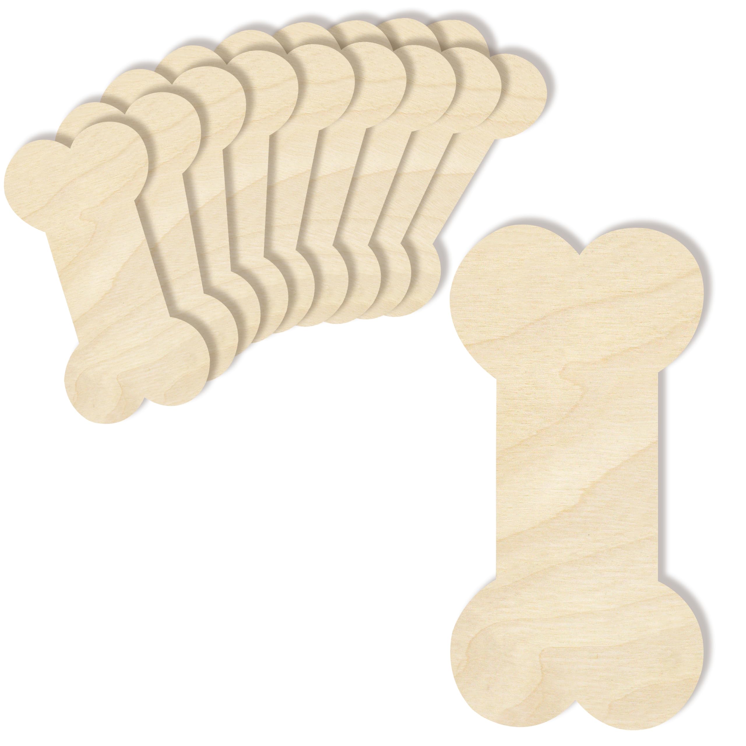 Creative Deco 10 x Large Wooden Dog Bone Shape Plywood Cutouts | 15x7.5cm | Plain Unpainted Blank Plaques Ornament Tags to Hang & Decorate for Pet | for Arts & Crafts Painting Decoupage DIY Pyrography