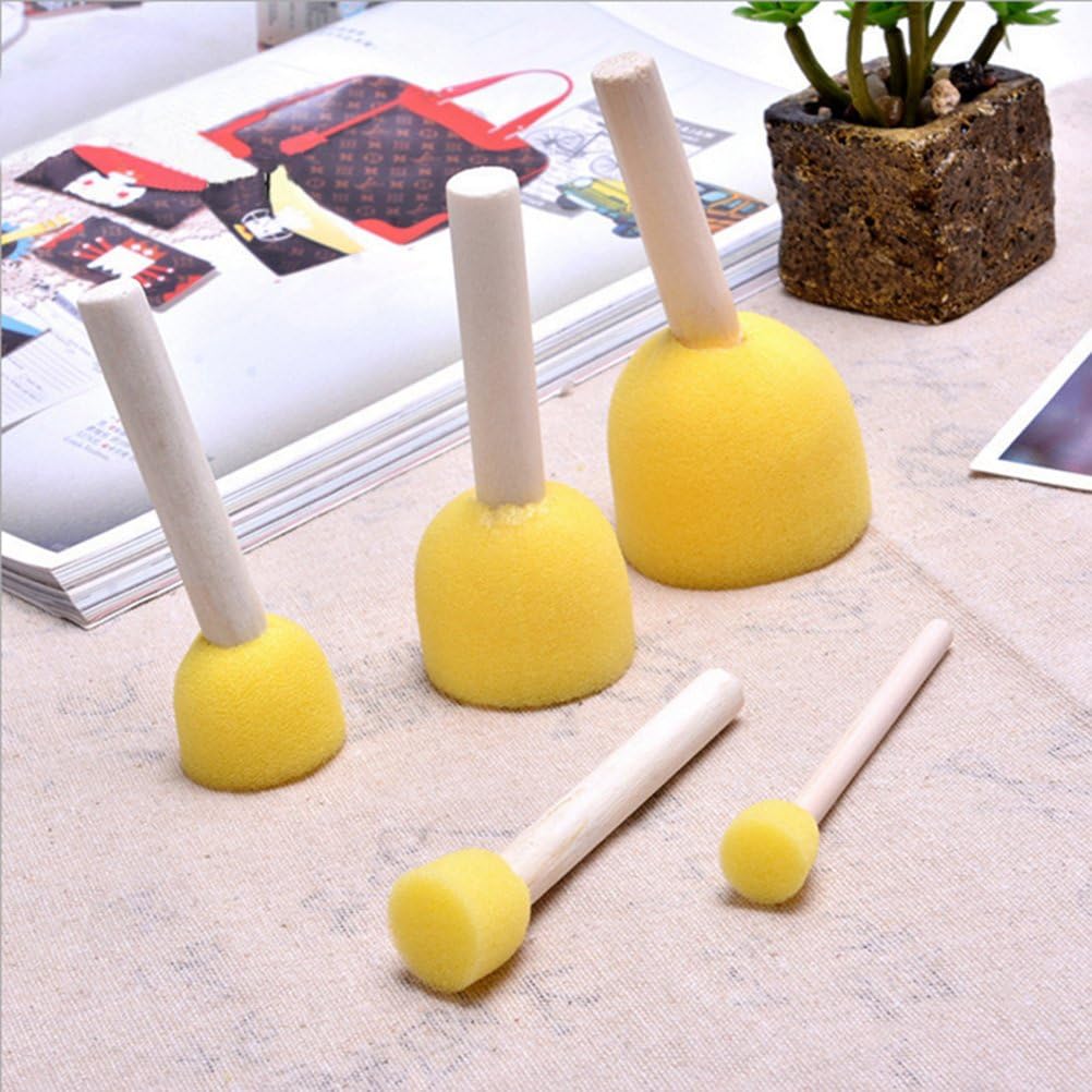 STOBOK Round Paint Foam Sponge Brush Kids Painting Tools for 