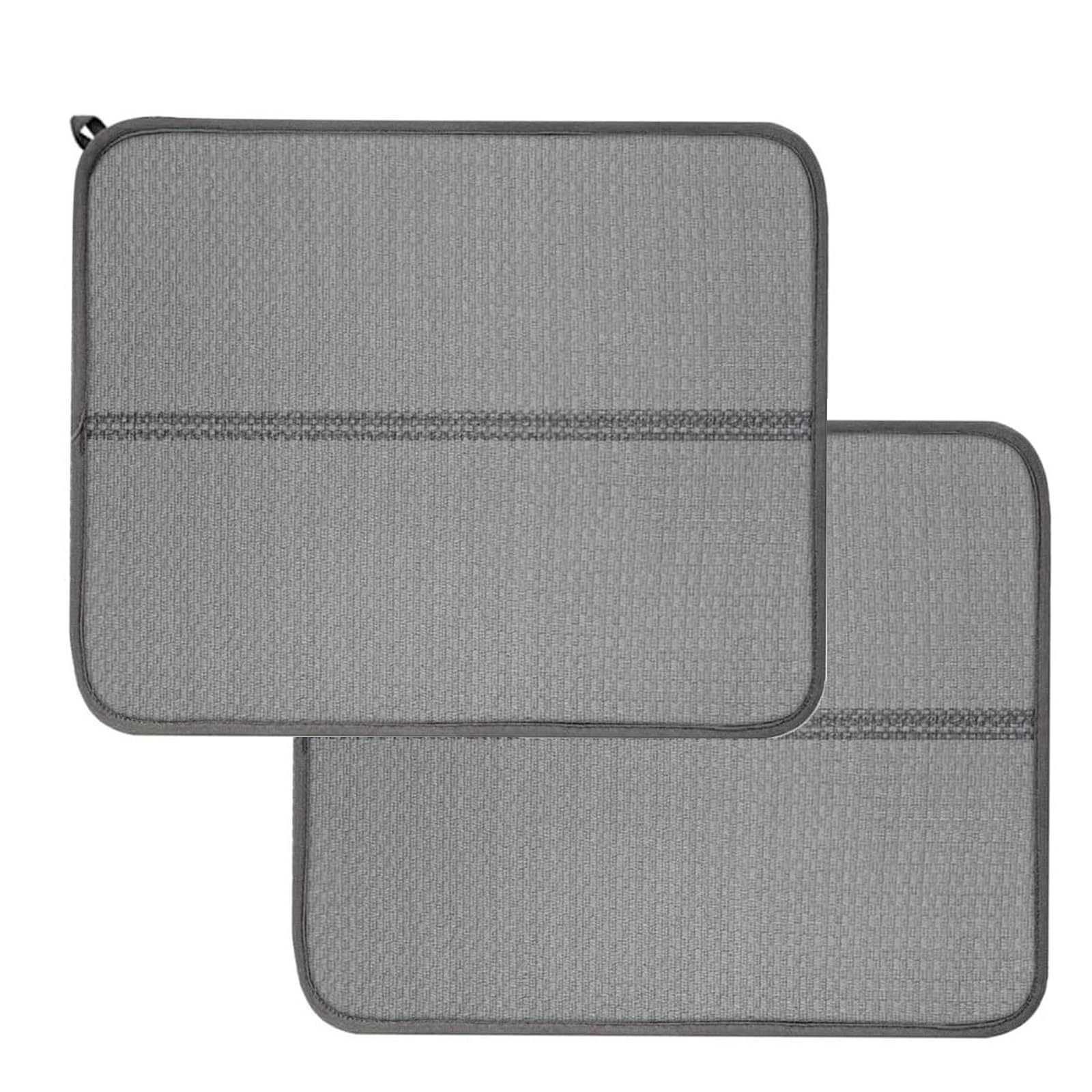 ZQSFPK 2 Pack Dish Drying Mat for Kitchen Counter, 17.7 * 15.7 in Microfiber Dish Drainer Mat, Ultra Absorbent Draining Board Mats, Microfiber Dry Pad for Countertop(Grey)