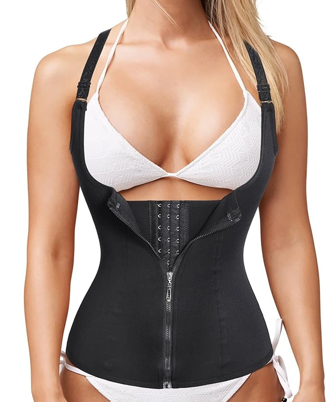 Bingrong Damen figurformend Unterbrustkorsett Bauchweg Shape-Top stark formend Körperformer Unterbrust Mieder verstellbar Obe