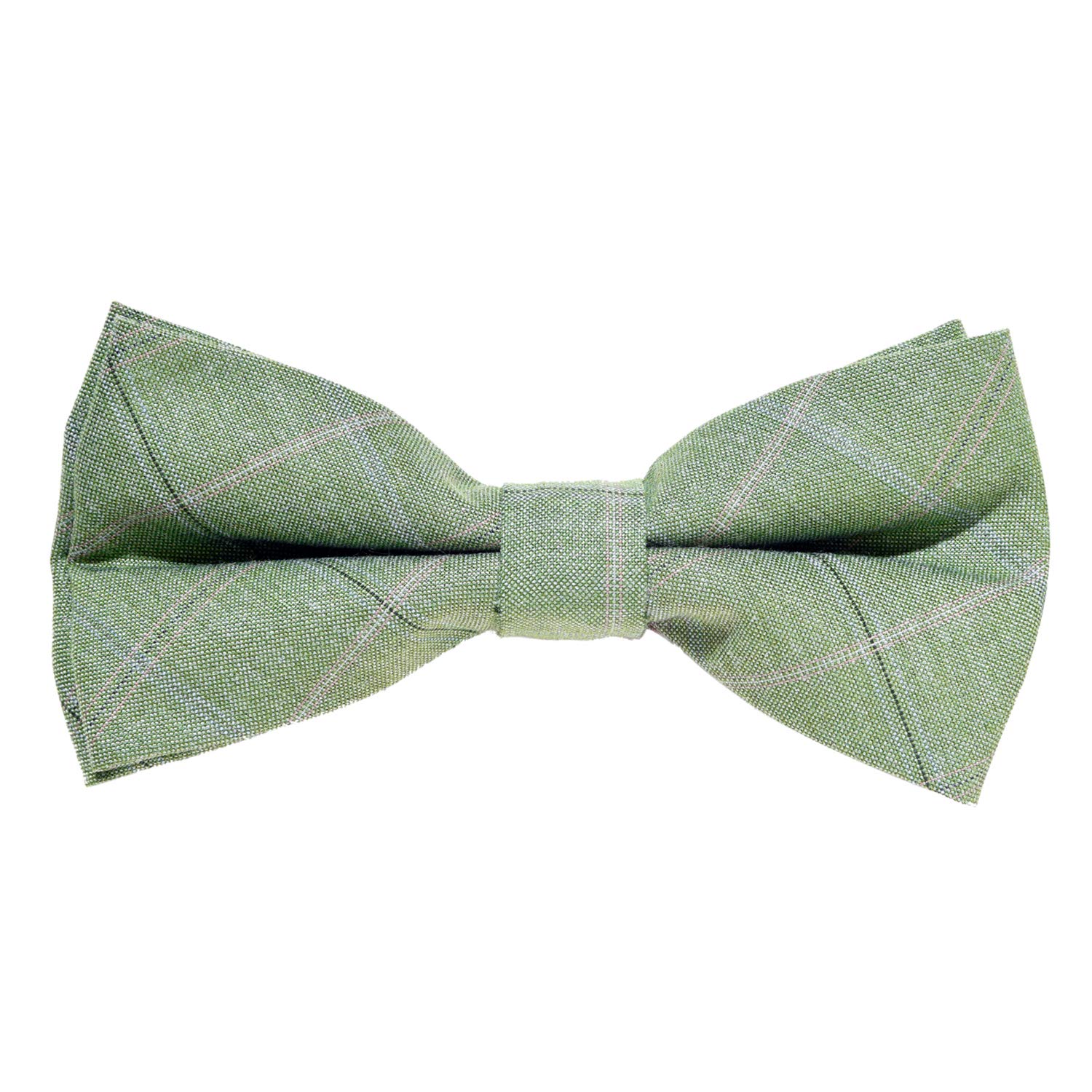 MASADA corduroy bow tie light green plaid - men's accessory in vintage look, continuously adjustable, handmade with hook closure - 12 x 6 cm