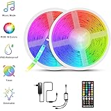 LanJue Ruban LED 5050 RGB Avec Télécommande à 44 Boutons Autoadhésif