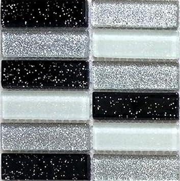 Grand Taps Mosaik Fliesen 10 X 10 Cm Schwarz Silber Weiss Glitzer Im Ziegel Stil Mt0028 Amazon De Baumarkt