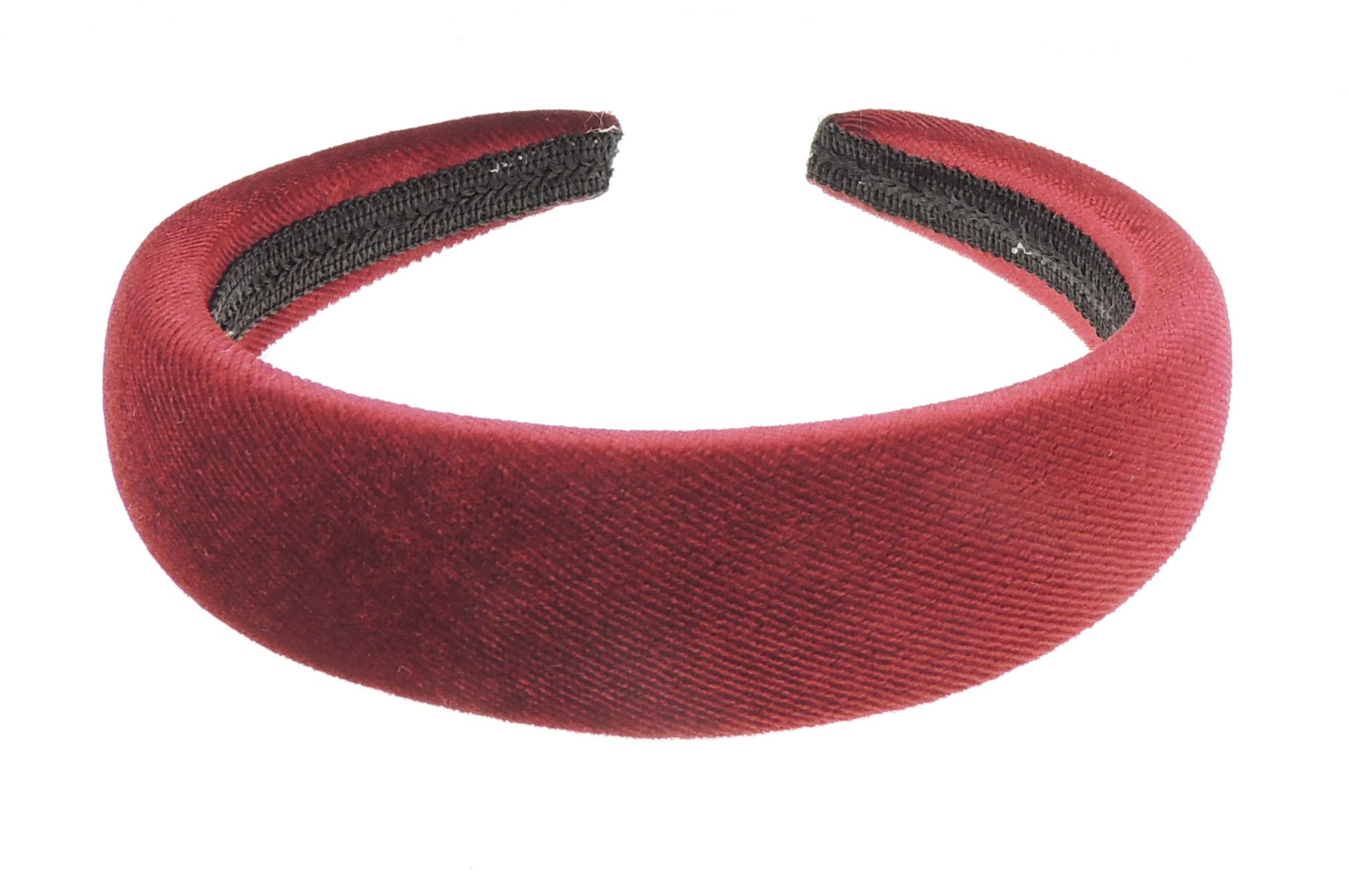 Womens Luxe Slightly Padded Puffy Velvet Flat Winter Evening Wedding Party Birthday Bridal Christmas Birthday Bridesmaid Headband Alice Band Hair Accessories Hairband (Burgundy, One Size)