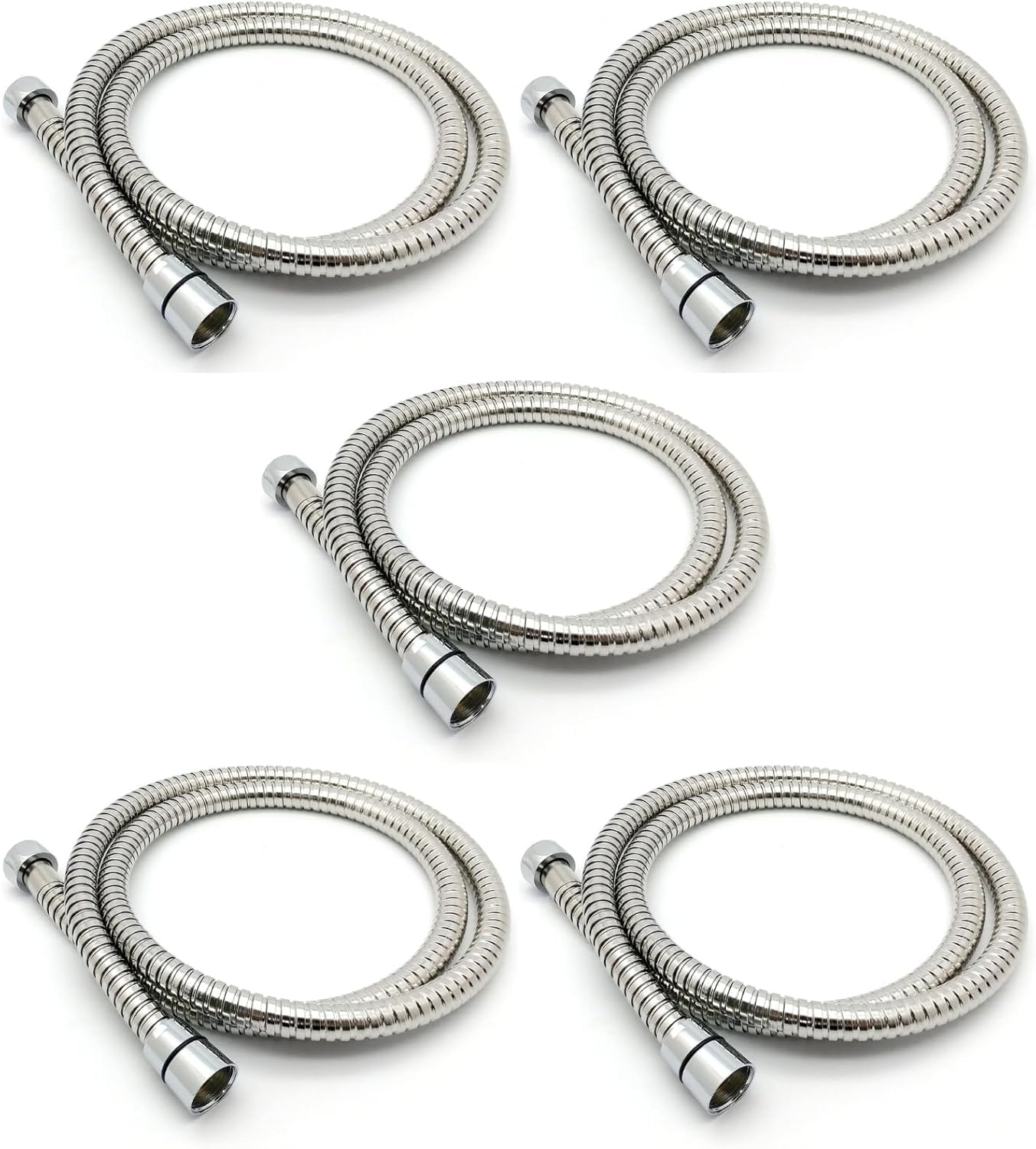 Xcel Home 5X Leakproof Flexible Stainless Steel Anti-Kink Shower Hoses with Solid Connector (1.2m Long)