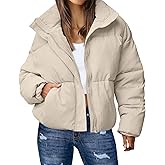Gihuo Women's Winter Warm Puffer Jacket Stand Collar Baggy Zip Up Short Quilted Jacket Outerwear